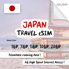 NeuSIM Japan eSIM 5-20GB Data | Same Day DELIVERY!