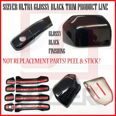Ultra Finish Glossy-Black Series 8Pcs Door Handle Covers Compatible with 2014-20
