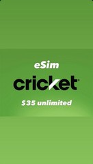 Cricket Wireless eSIM $35 Unlimited 5G Data/Text/Call 1 Mount Preloaded AT&T 5G