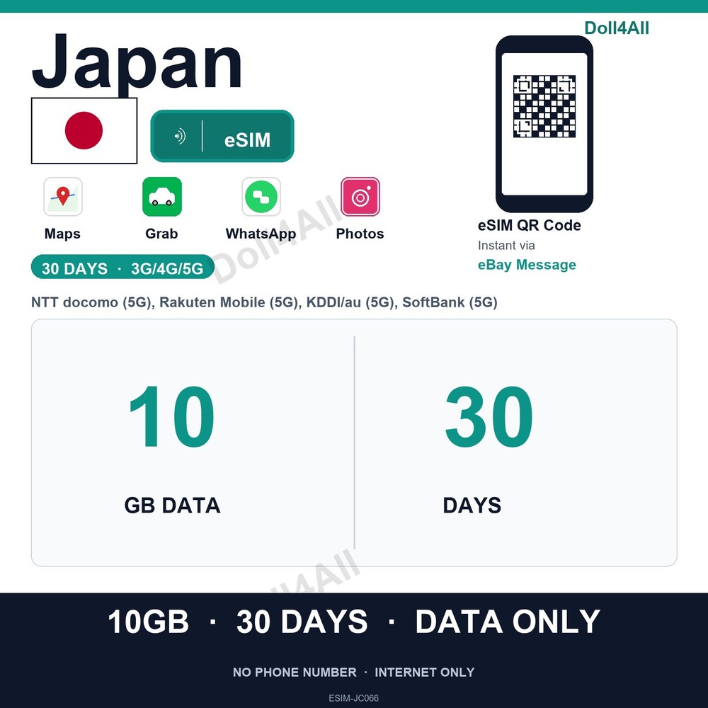 Japan eSIM 10GB 30Day Instant QR 5G Data Only Travel No Plastic SIM