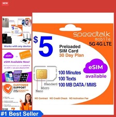 Prepaid SIM Card 5G 4G LTE 100 Talk 100 Text 100MB Data Triple Cut No Contract