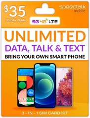 Unlimited Minutes & 10GB Fast Data with 35 Preloaded SIM Card Kit – 30 Day Plan