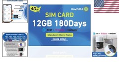 12GB 180-Day 4G LTE SIM Card – Compatible with AT&T & T-Mobile for IoT Devices