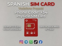 Spanish sim-card | Vodafone SIM Card | 10 Euro Balance +34 Spanish sim card