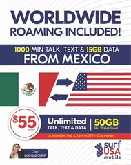 US SIMS with international calling and Roaming to 177 countries including Data