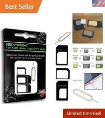 Nano to Micro SIM Card Converter Kit with Eject Tool – Reversible Design