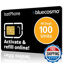 Bluecosmo Isatphone 100 Unit Global Prepaid Satellite Phone Service Sim Card –