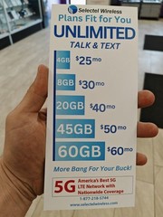 New Line Selectel Wireless $25 Unlimited Plan Verizon Network Physical Sim/ESim