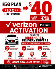 Verizon Prepaid Activation $50 Plan $40 First Mo eSIM Only Fast Setup NoContract