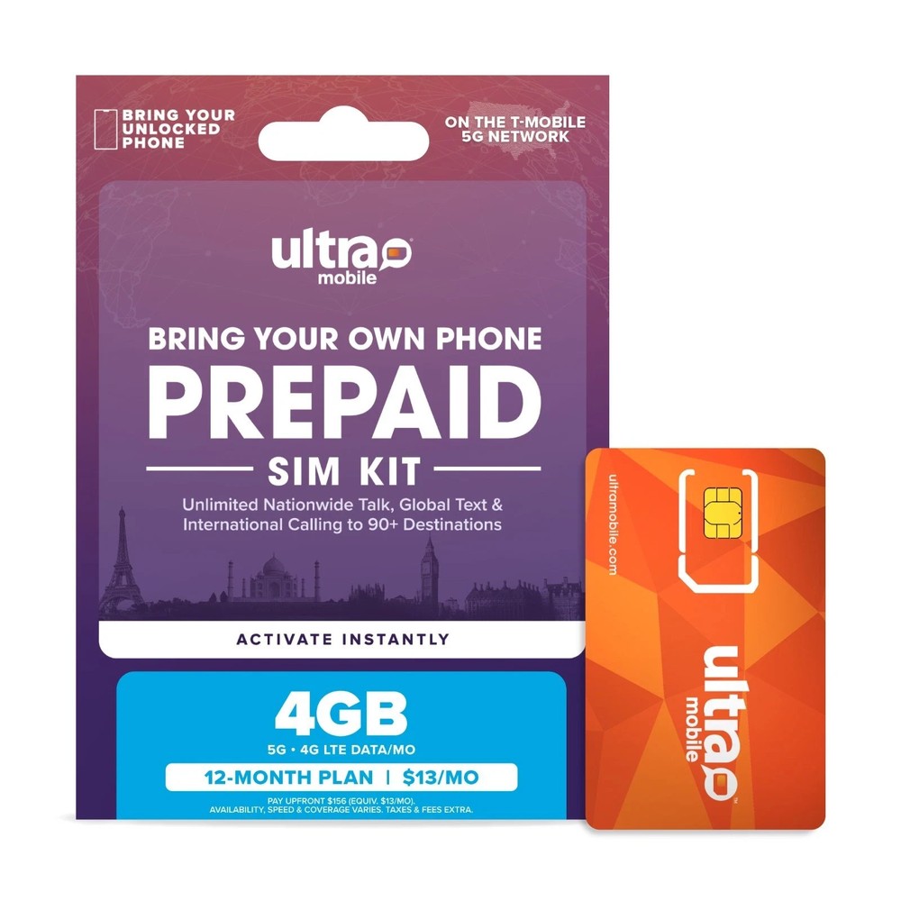 $13/mo. Ultra Mobile Prepaid Plan: Unlimited Talk, Text & 4GB 5G • 4G LTE Data