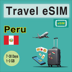 [eSIM] Peru Travel SIM Card, 7-30 Days, 1-3GB, QR Code, Fast Delivery