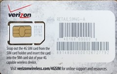 Verizon Wireless 4G LTE Standard Size SIM Card (RETAILSIM4G-A)—————3
