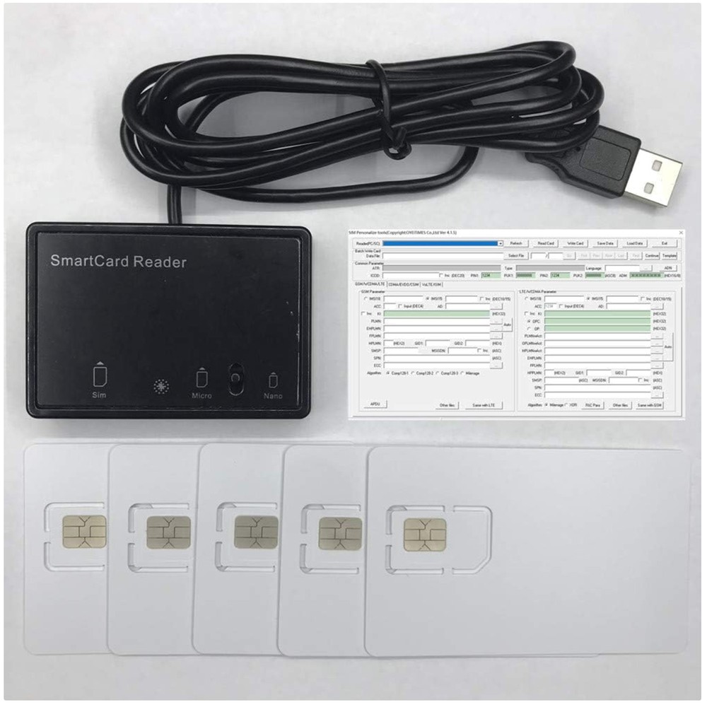 Blank Rewritable SIM Cards + Programming Tools