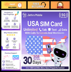 Unlimited Talk & Text + 3GB Data – 30-Day Mobile Prepaid Plan for iPhone & Andro