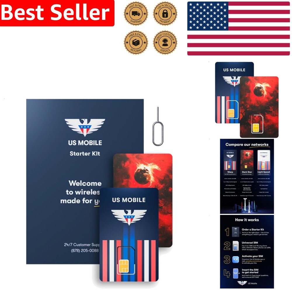 Genuine US Mobile 5G SIM Cards 2-Count Custom Plans Global Data Support