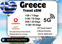 [eSIM]Greece Travel eSIM, 1-5GB,7 -30Days, QR Code, Same Day Delivery,Easy Setup