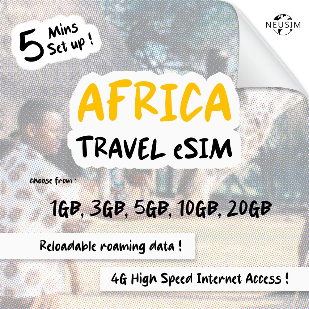 NeuSIM Africa eSIM 1-3GB Data – 14 Destinations | Same Day DELIVERY!