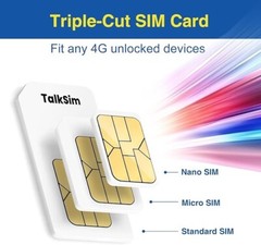 Prepaid 4G LTE Cellular SIM Card Supports AT&T, T-Mobile Dual Networks