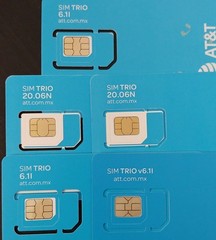 AT&T Mexico Network. Lot Of 5 Pieces AT&T Mexico-Triple Cut Replacement Sim Card