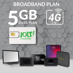 Jolt Mobile AT&T Data SIM Card | 5GB WiFi MiFi Router 5G 4G LTE Broadband | IoT