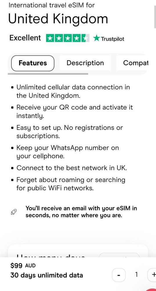 eSim UK(Data Only) – Unlimited for 30 days