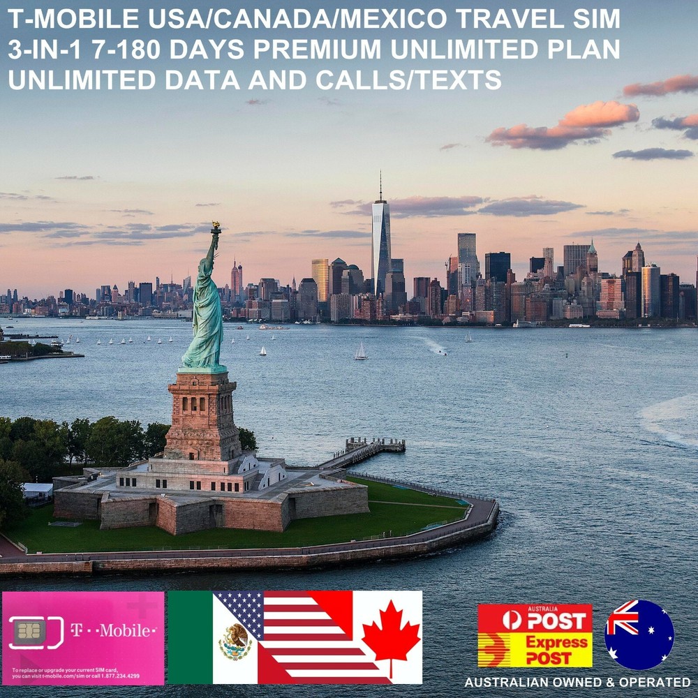 T-Mobile USA Canada SIM Card Unlimited Data Calls Text Prepaid Tmobile 4G roam