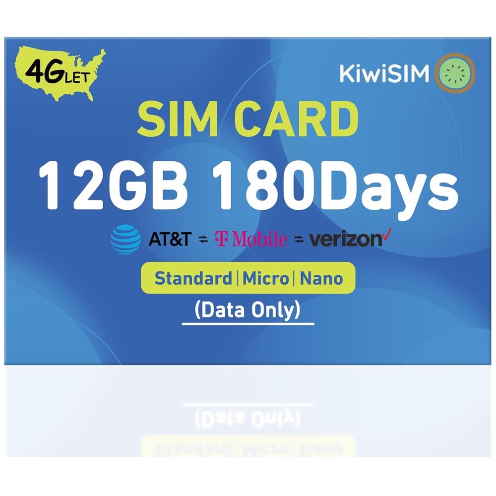 Nano SIM Card for Unlocked Cameras/Router/Hotspot, 12GB Data*-