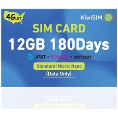 Nano SIM Card for Unlocked Cameras/Router/Hotspot, 12GB Data