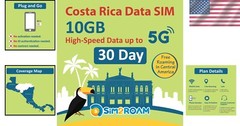 Costa Rica SIM Card – 10GB Data, No Activation Needed | Roam Free in 4 Countries