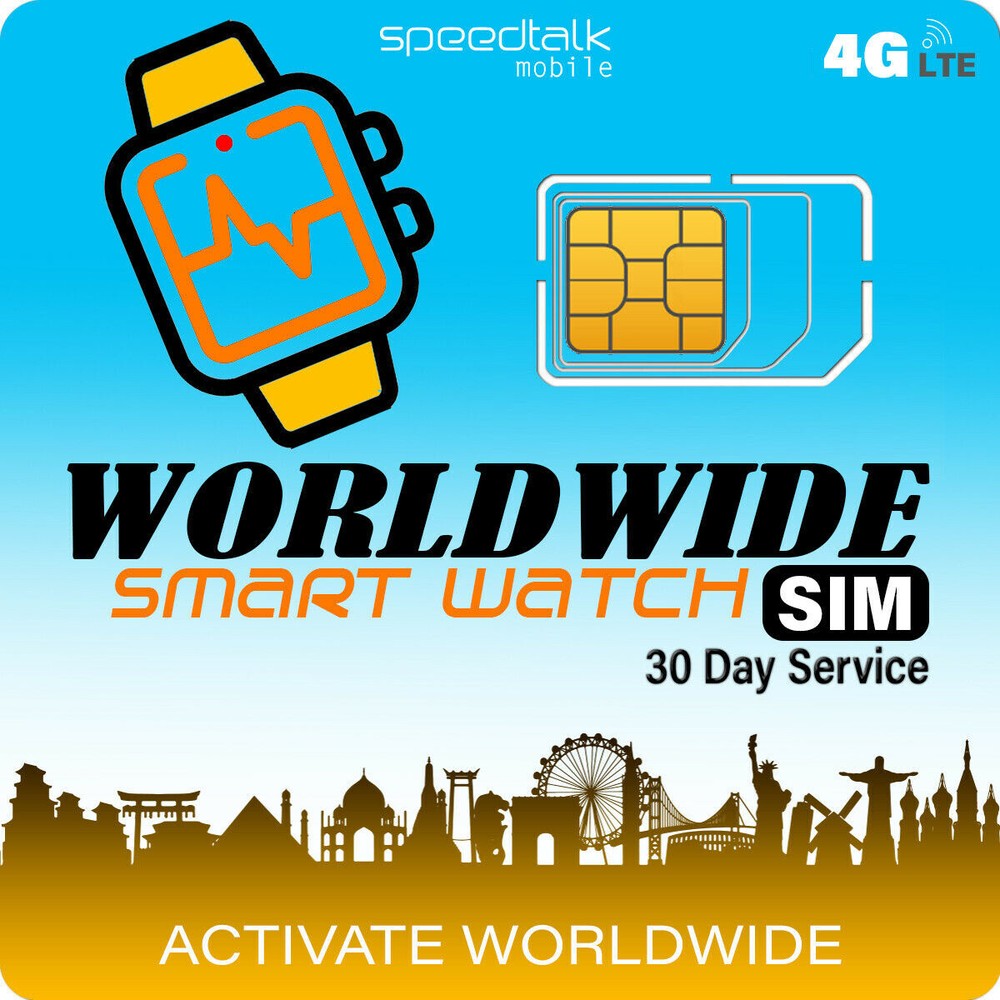 SpeedTalk Kids Smart Watch SIM Card 2₵ Talk Text Data w/ Canada Mexico Roaming