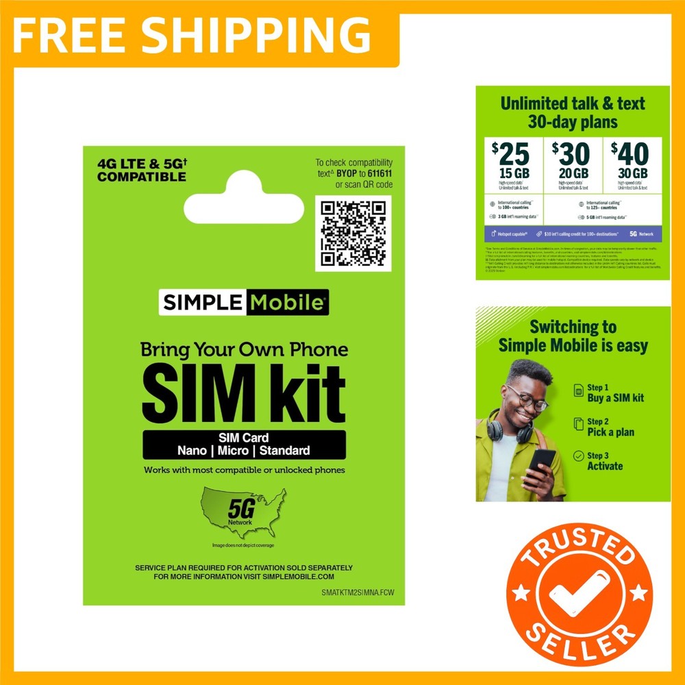 Bring Your Own Phone Prepaid SIM Kit | 3-in-1 CDMA Sim Card