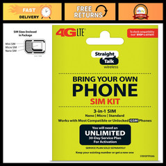 Universal 3-in-1 SIM Card Kit for BYOP – Compatible with AT&T & Straight Talk