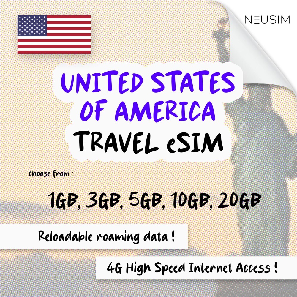 NeuSIM USA eSIM 1-3GB Data | Same Day DELIVERY!