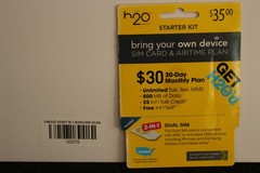 H2O $30 Unlimited plan + Sim Card + First month