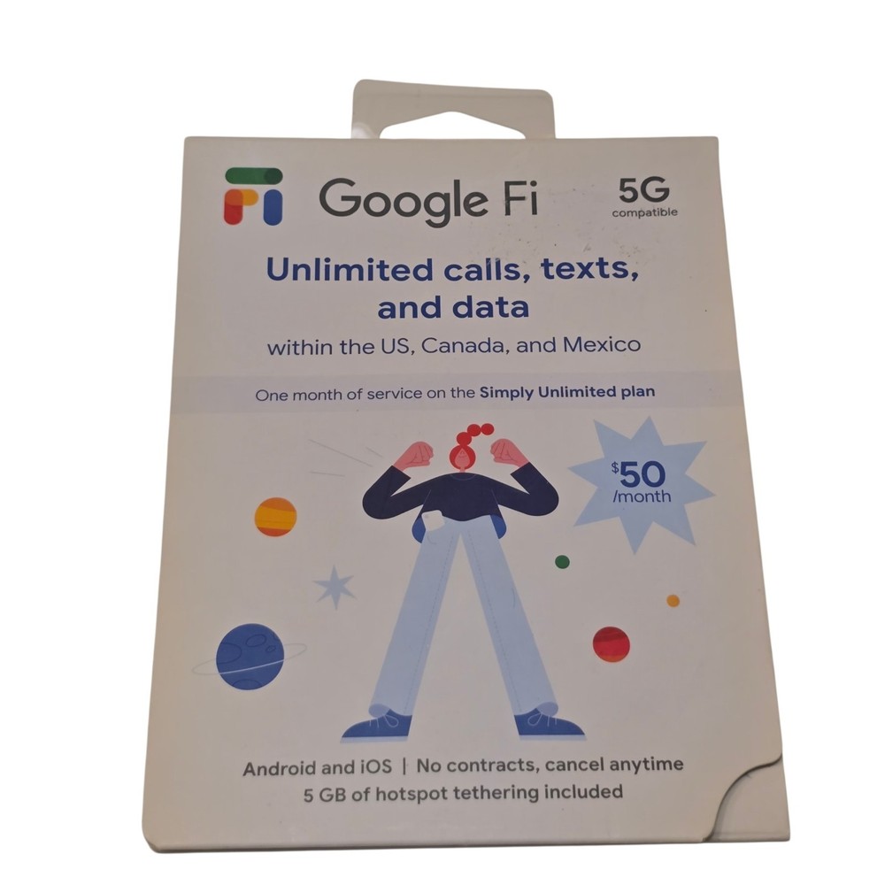Google Fi Wireless Simply Unlimited Plan Call/Text/Data Unlimited 5G/4G LTE