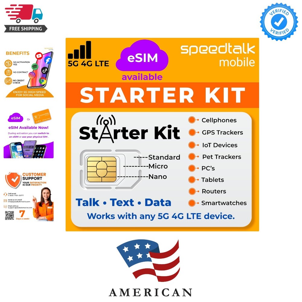 SIM Card Starter Kit, Smartphone Cell Phone, GPS Tracker and IoT, Plan Starti…