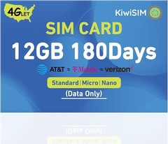 12GB 180 Days 4G LTE SIM Card – AT&T, T-Mobile, Verizon
