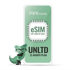 Mint Mobile eSIM 12-Month Unlimited Data Talk Text 1 Year Prepaid