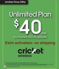CRICKET ESIM activation with new number ✅ 30 DAYS UNLIMITED TALK/TEXT/DATA ✅