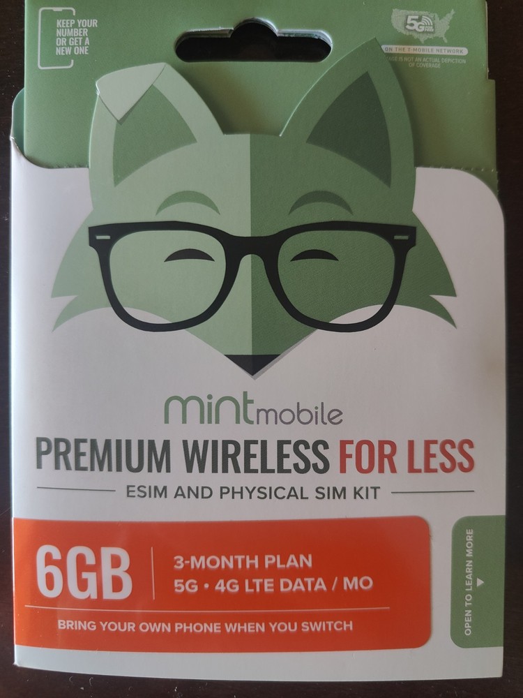 3-Months Mint Mobile Prepaid SIM Card With 6GB DATA, Talk, Text Phone Service