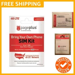 Page Plus SIM CARD 4G LTE 3 in 1 Sim Kit, Black Nano-Micro-Standard