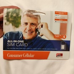 Consumer Cellular All-in-One SIM Card AT&T/T-Mobile NETWORK + $10 CREDIT