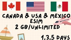Canada + USA + Mexico eSIM – 2 GB /Day Unlimited – 1/3/5 Days / Openmobile