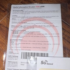 TSIM Morocco eSIM 5GB/10GB Prepaid Data Plan 5G Hotspot 15 Days