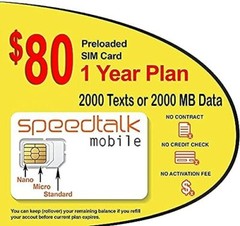 SpeedTalk GSM SIM Card Rollover 2000 Text OR Data 5G 4G LTE GPS Trackers 1 Year