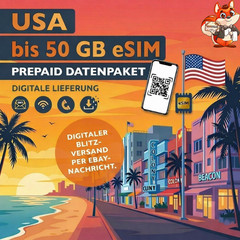 eSIM USA Prepaid SIM Card 1-50GB 5G LTE America Travel Data QR Ships Now!