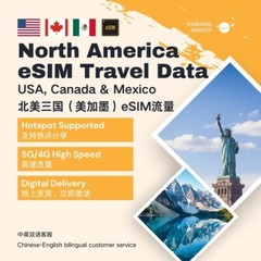 North America Travel eSIM Data | 1-50GB | 7-180 Days | SHORT/LONG TERM VISIT
