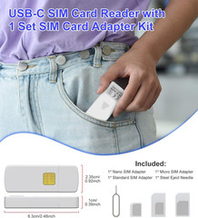 USB C SIM Card Reader – Sim Card Adapter Kit with Eject Pin – Standard/Micro/Nan