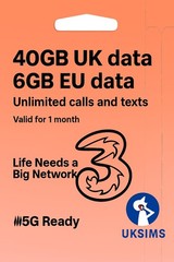 Prepaid Mobile PAYG SIM Card with UK number | 40GB DATA – 6GB EU