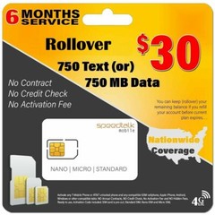 SpeedTalk GPS Tracker SIM Card ROLLOVER Text Data Canada Mexico Roaming